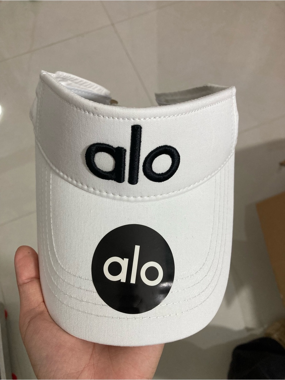 Authentic ALO Yoga White Visor with Black Logo